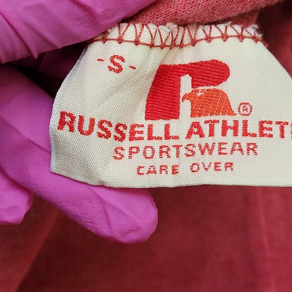 Vintage 80s Russell Athletic Reversible T-Shirt XS/S 16x27 Pinkish Red Gray USA - Picture 9 of 11